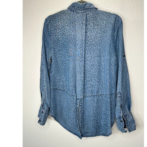 Cloth & Stone Denim Blue Animal Print Button Collared Shirt S - Picture 7 of 15